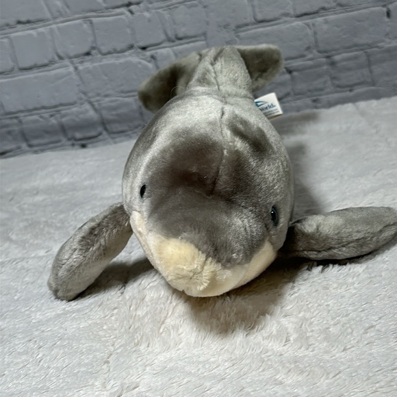 Seaworld Park Gray White Bottlenose Dolphin Plush 14 In Blue Eyes Stuffed Animal - Picture 11 of 13